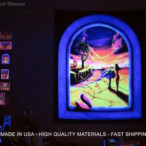 Blacklight Tapestry Hippy Room Decor Trippy Psychedelic Surreal Sunset Art